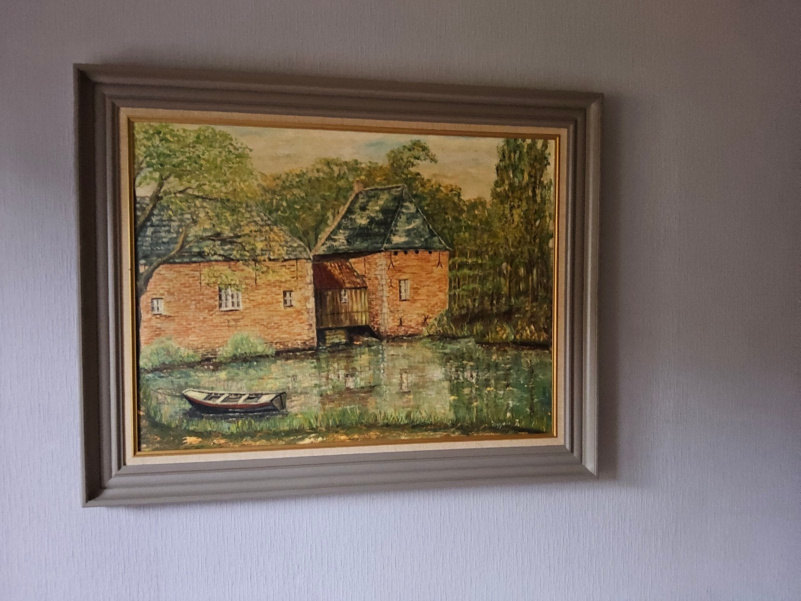 3 peintures, huile sur toile, signées avec cadre, Enlèvement, Signé, Fleurs, Toile