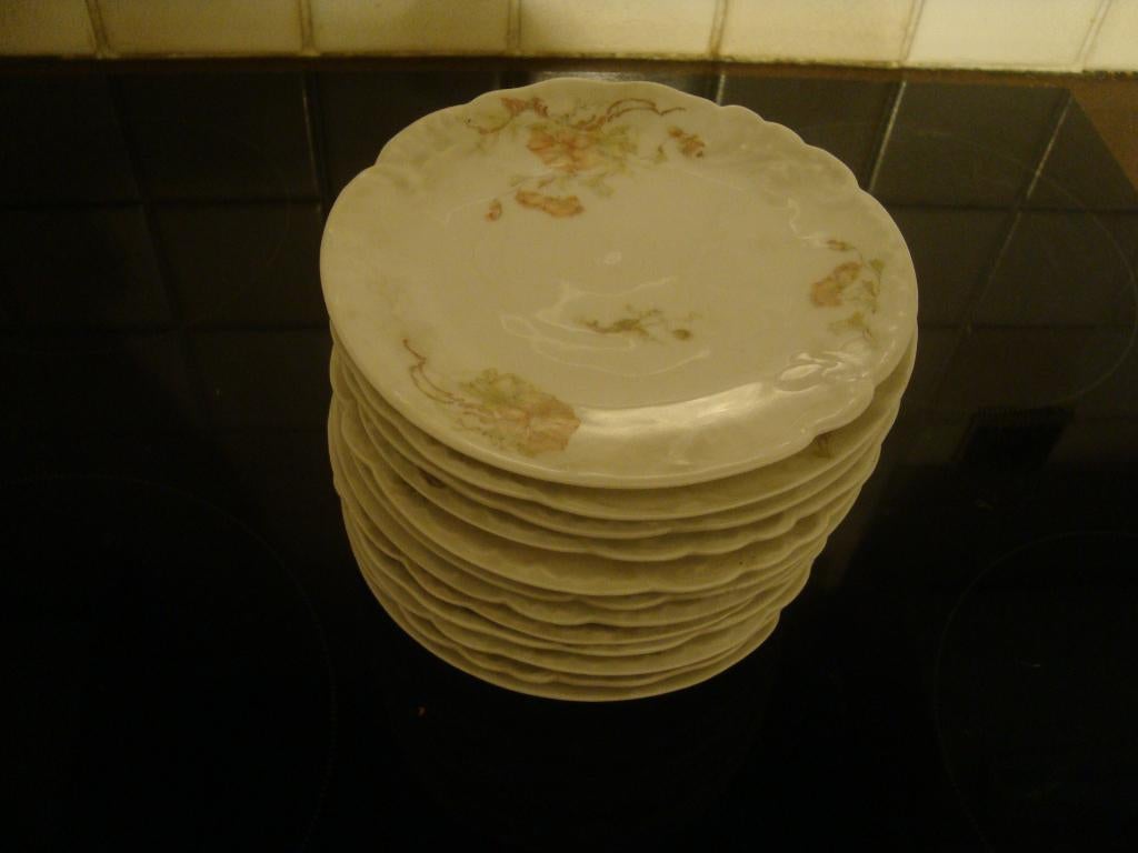 12 Art Nouveau gebakbordjes in Limogesporselein., Ophalen