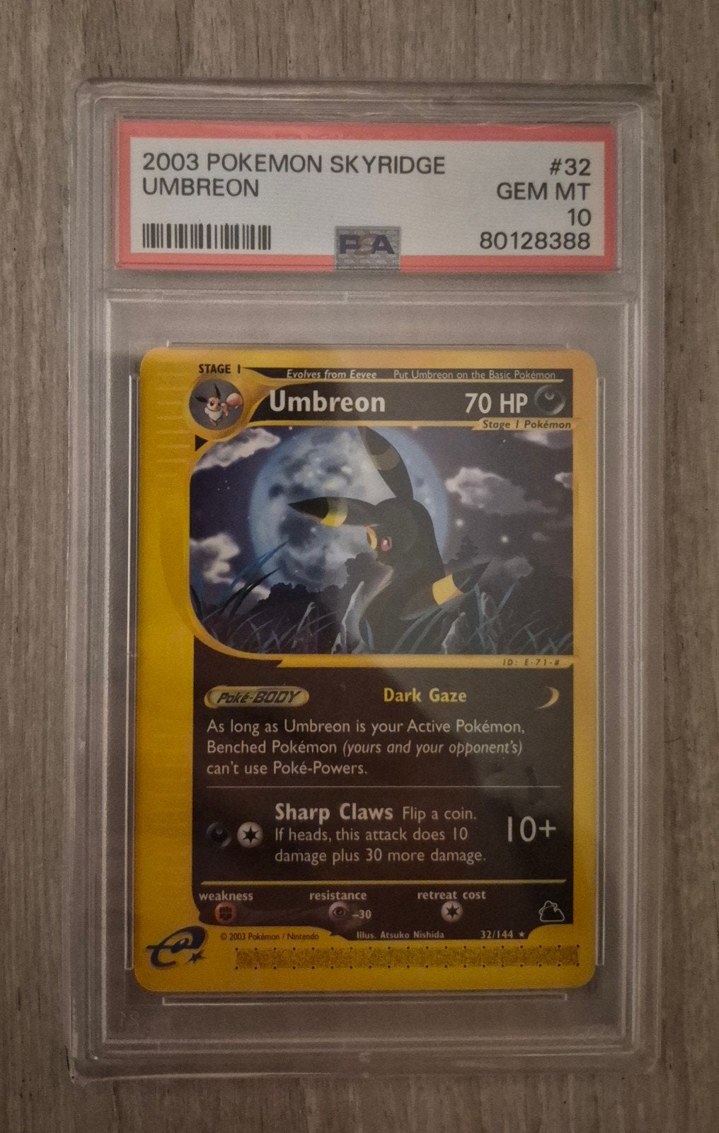 pokemon psa 10 skyridge non holo umbreon, Hobby en Vrije tijd, Ophalen of Verzenden