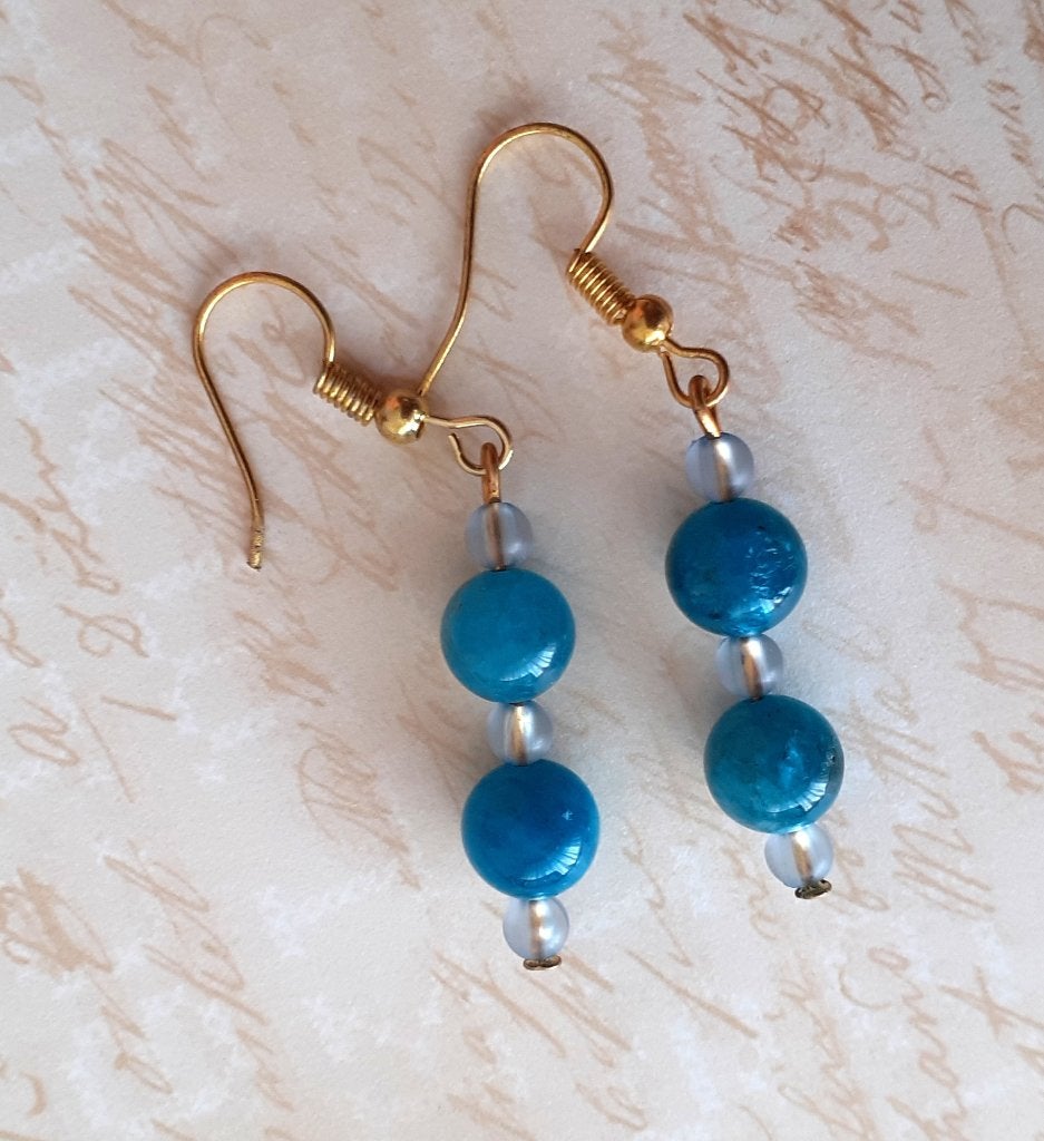 oorbellen parels apatiet, Bijoux, Sacs & Beauté, Boucles d'oreilles, Neuf, Enlèvement ou Envoi, Bleu, Pendantes