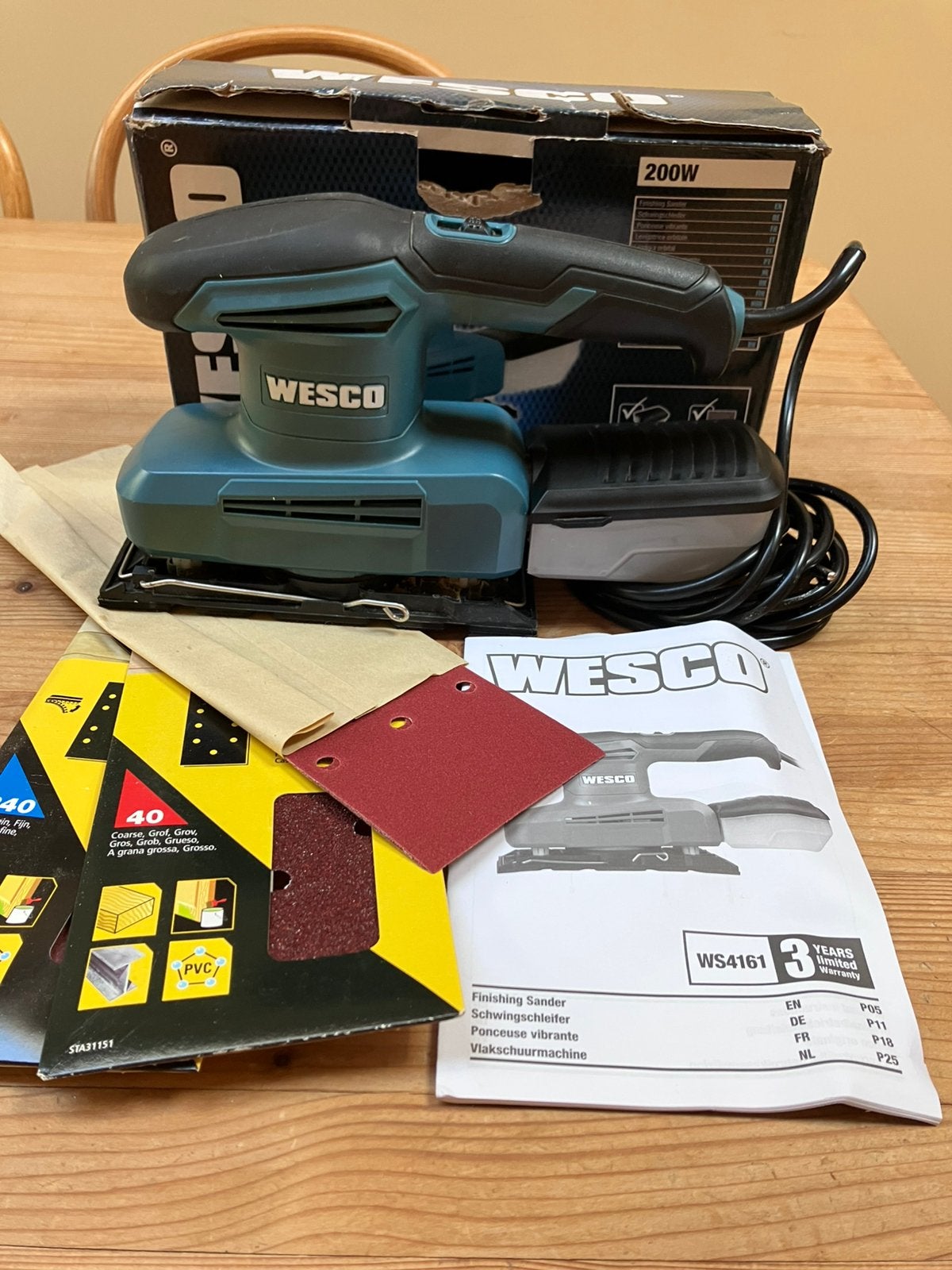 Vlakschuurmachine wesco, Enlèvement, Comme neuf, Moins de 600 watts, Ponceuse orbitale