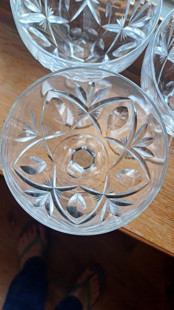 6 verres à vin en cristal ancien, Enlèvement