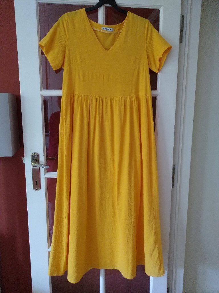Robe longue  T. 40 (Medium) jaune orangé - coton, Taille 38/40 (M), Comme neuf, Miss Look, Sous le genou