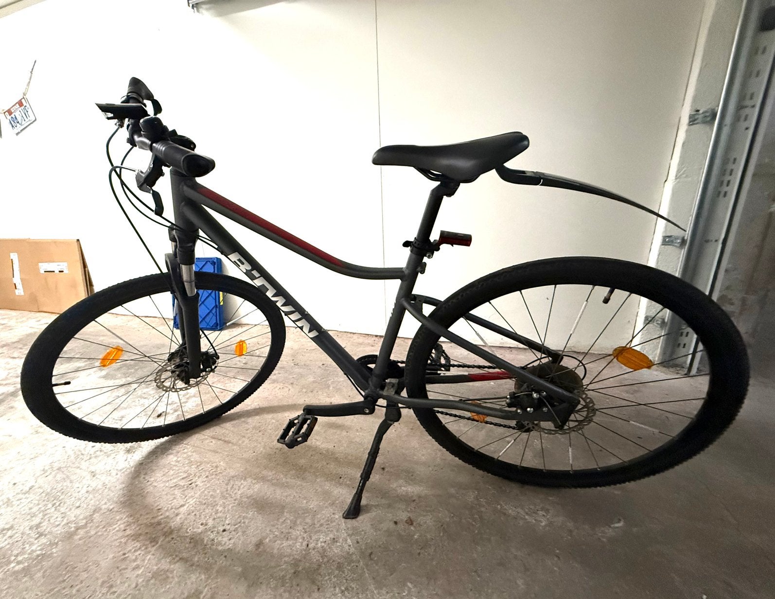 Btwin hybride fiets, Fietsen en Brommers, Gebruikt, Schijfrem, 53 tot 57 cm, Ophalen