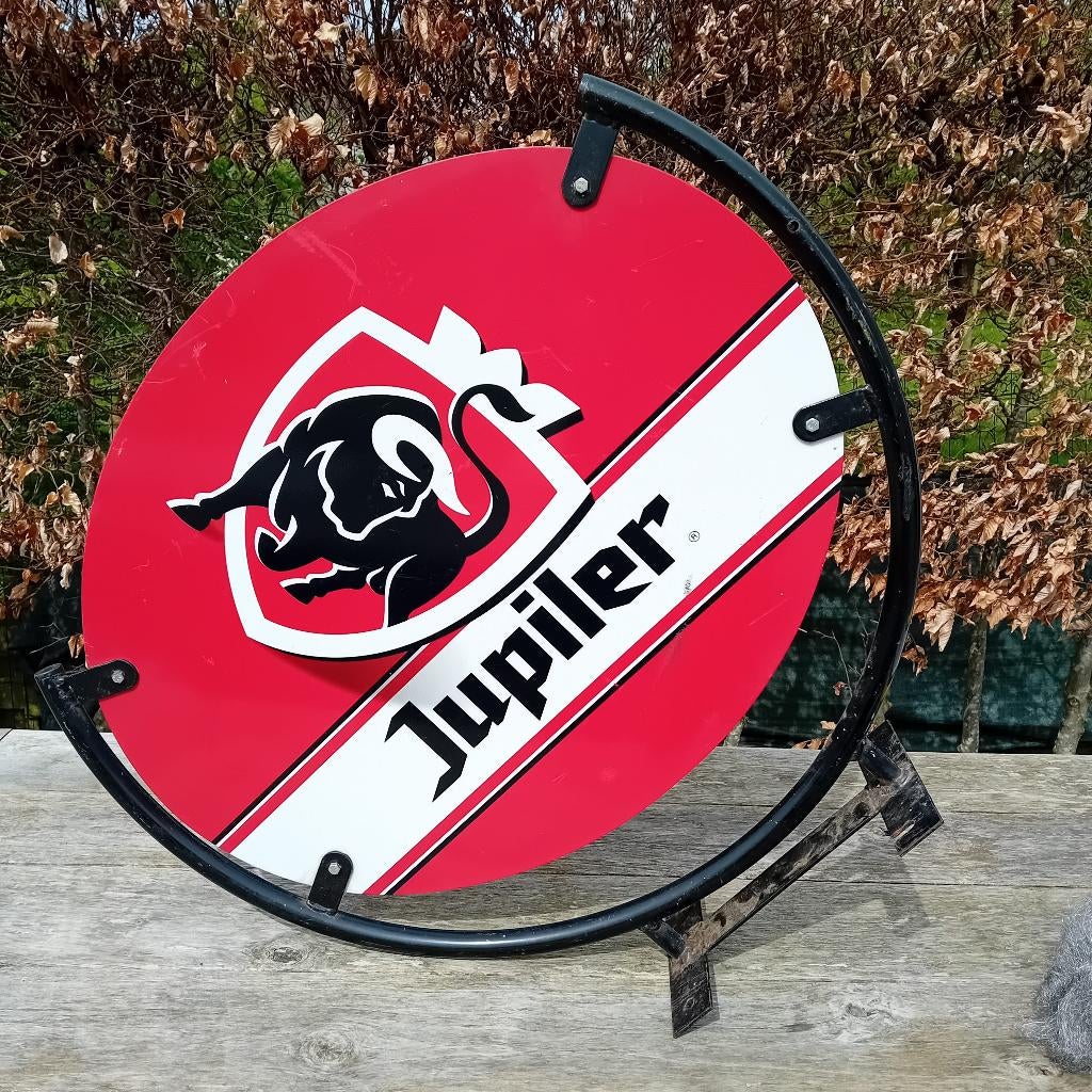 Panneau d'affichage vintage en métal Jupiler avec bras, Enlèvement, Comme neuf, Panneau publicitaire