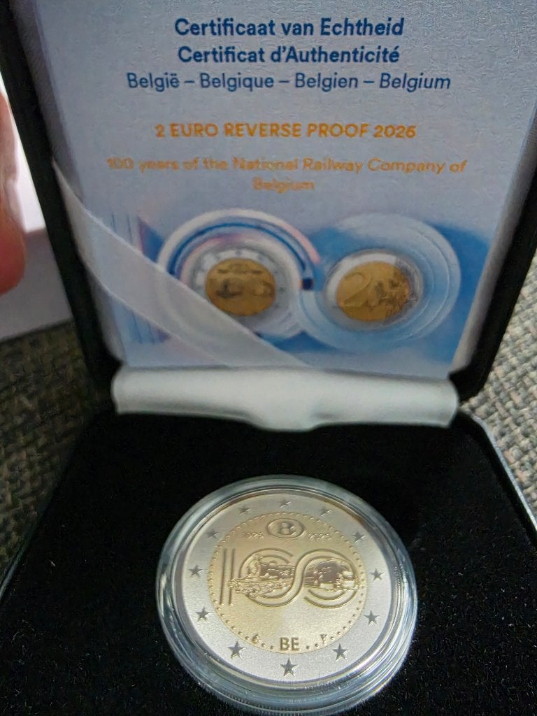 2 euros belgique be reverse 2026 100 ans sncb, Timbres & Monnaies, Enlèvement ou Envoi, Belgique, 2 euros, Monnaie en vrac