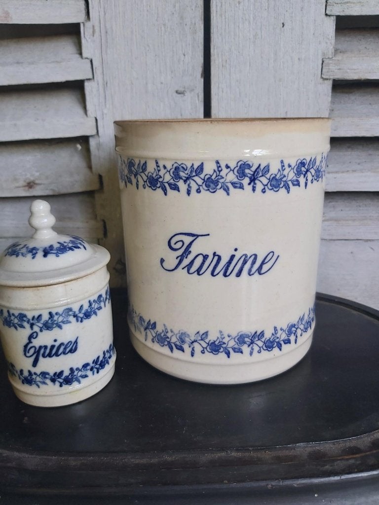 Mooie oude franse aardewerken voorraadpot FARINE St Valier, Antiek en Kunst, Ophalen of Verzenden