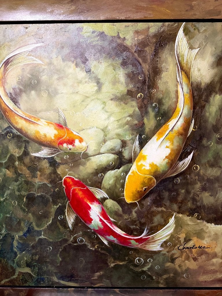 Koi vissen, Ophalen, Zo goed als nieuw, 125 cm of meer, Schilderij