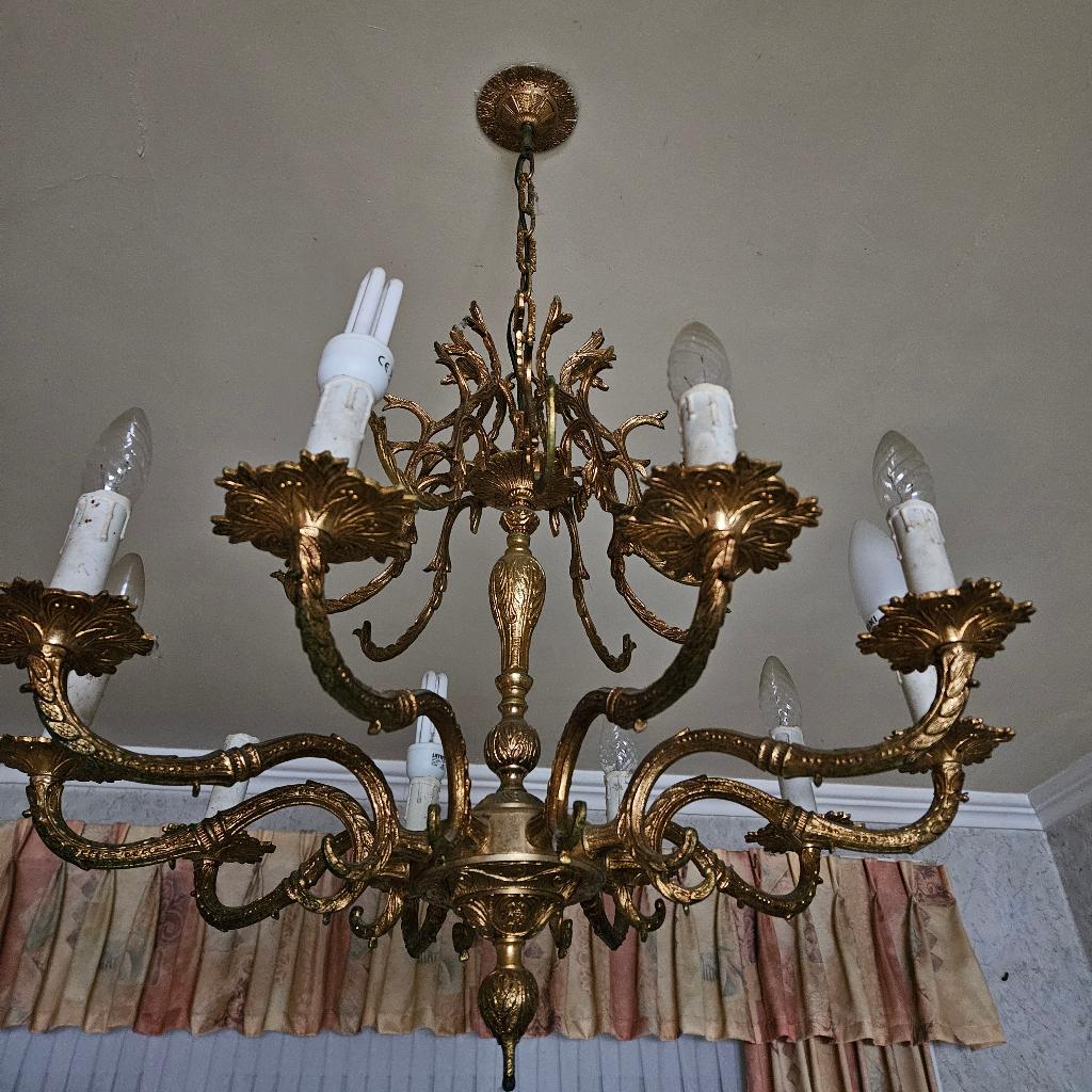 Koperen luster, Huis en Inrichting, Lampen | Kroonluchters, Ophalen