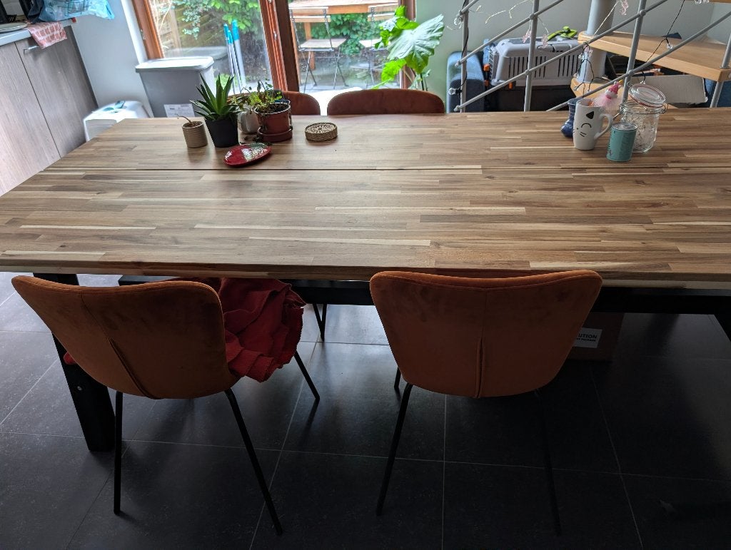 Tafel met 4 stoelen, 100 tot 150 cm, Vierkant, 200 cm of meer, Zo goed als nieuw