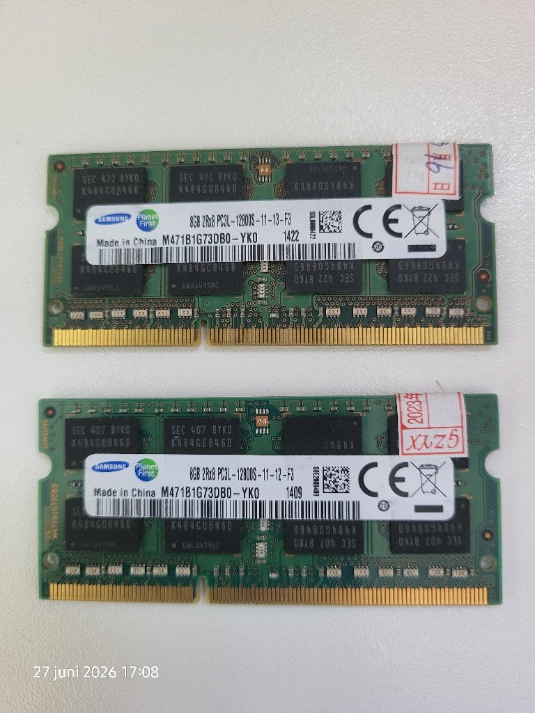 2x 8GB DDR3 SO‑DIMM SAMSUNG1600MHz Laptop RAM, Computers en Software, RAM geheugen, Ophalen of Verzenden, Gebruikt, DDR3, Laptop