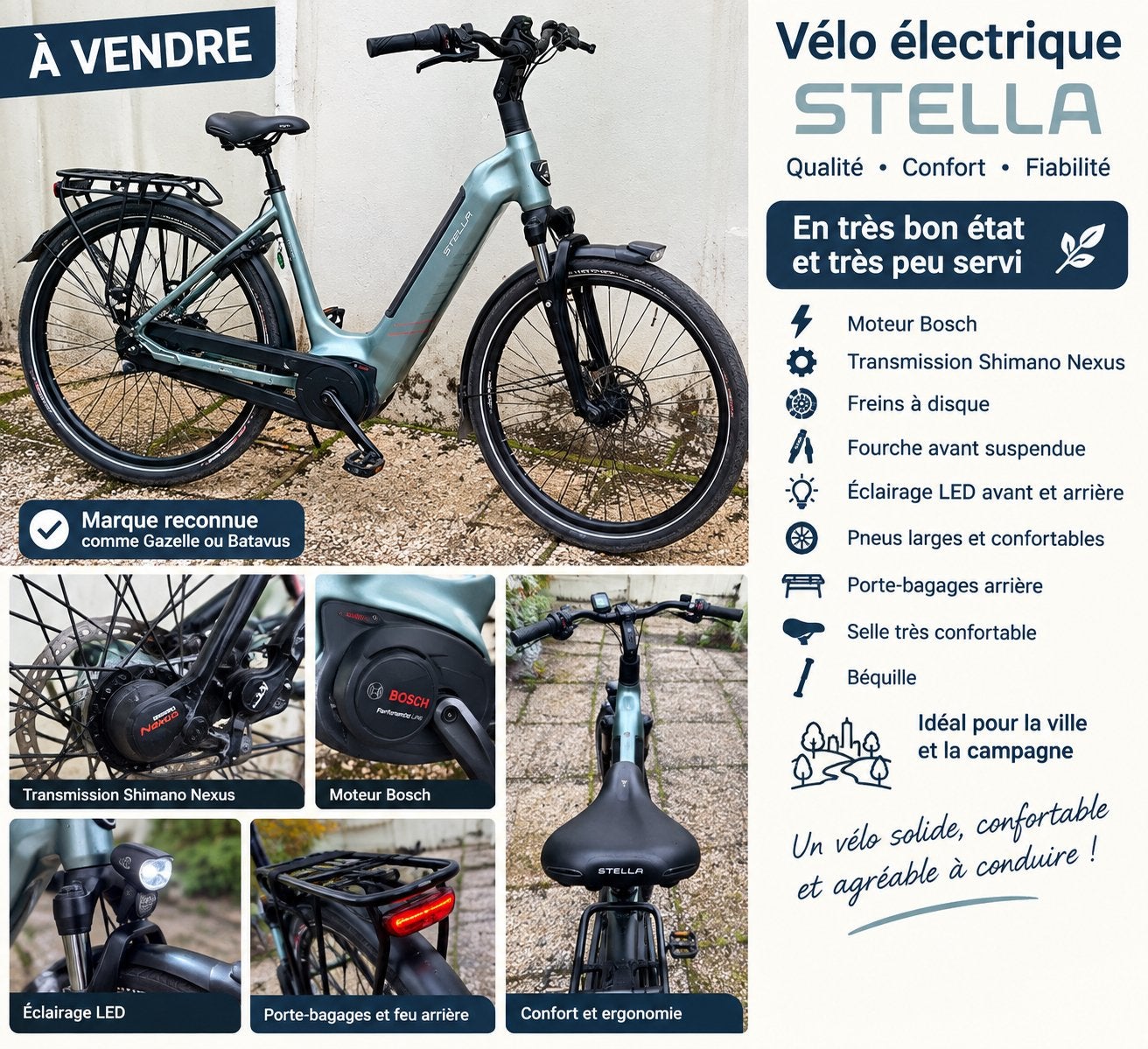 Très beau vélo électrique à moteur central, Enlèvement ou Envoi, Comme neuf, Autres marques