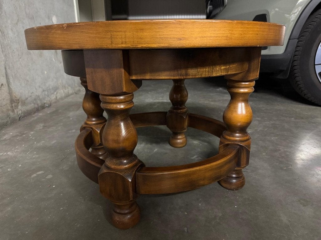 Houten salontafel, Ophalen, Rond, 50 tot 100 cm, Zo goed als nieuw