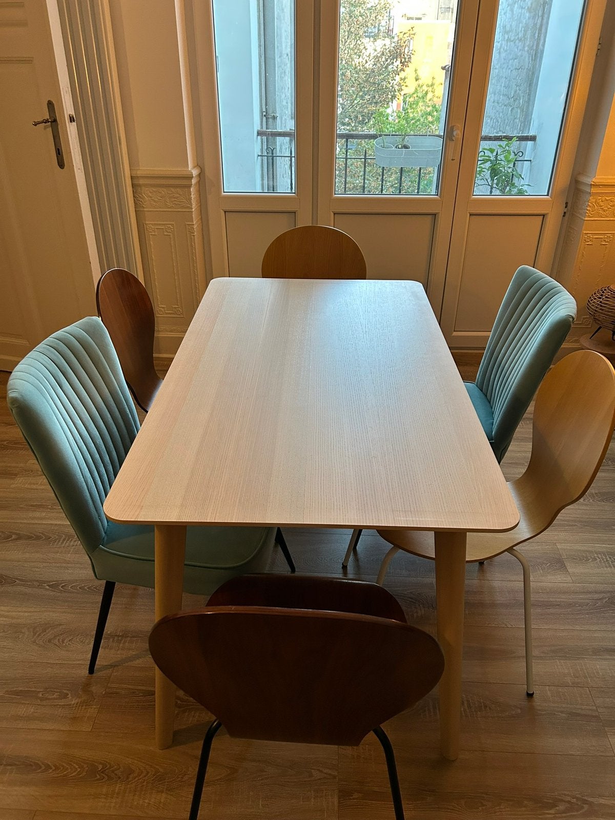 2 chaises rétro vert sauge, Maison & Meubles, Deux, Enlèvement, Utilisé, Retro