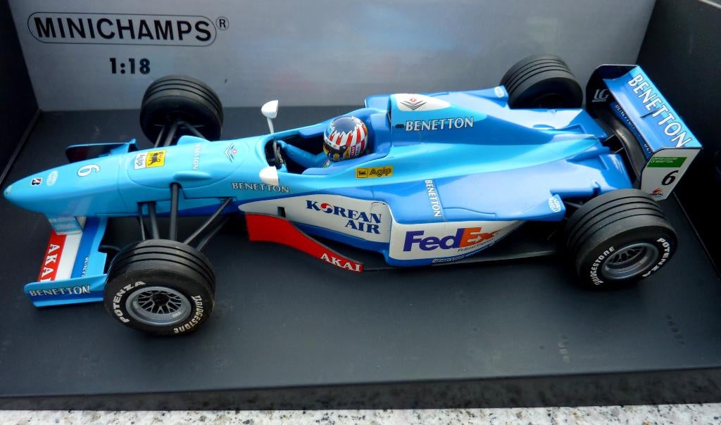 F1 Benetton Renault B197 -A. Wurz  1997  1/18 Minichamps, Verzamelen, Ophalen of Verzenden, Zo goed als nieuw, Formule 1