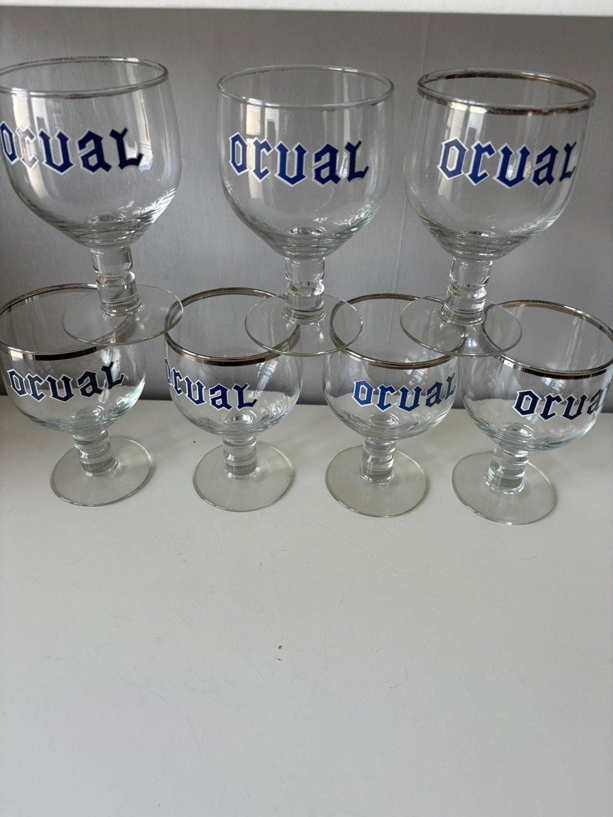 7 anciens verres ORVAL BENJAMIN, Enlèvement ou Envoi, Utilisé