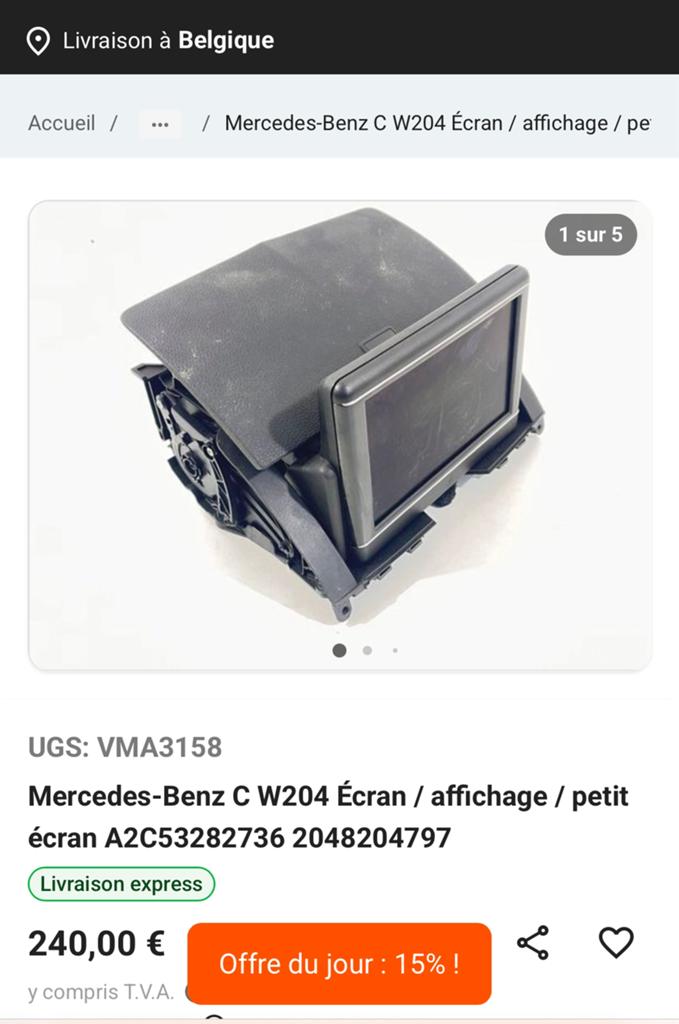 Afficheur/mercedes C (w204) (A2053296523), Autos : Divers, Navigation de voiture, Enlèvement, Utilisé