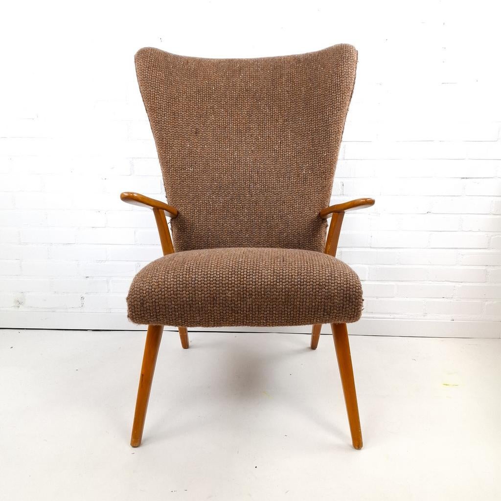 Vintage Wingback fauteuil jaren 60/70 mid century modern, Ophalen, Stof
