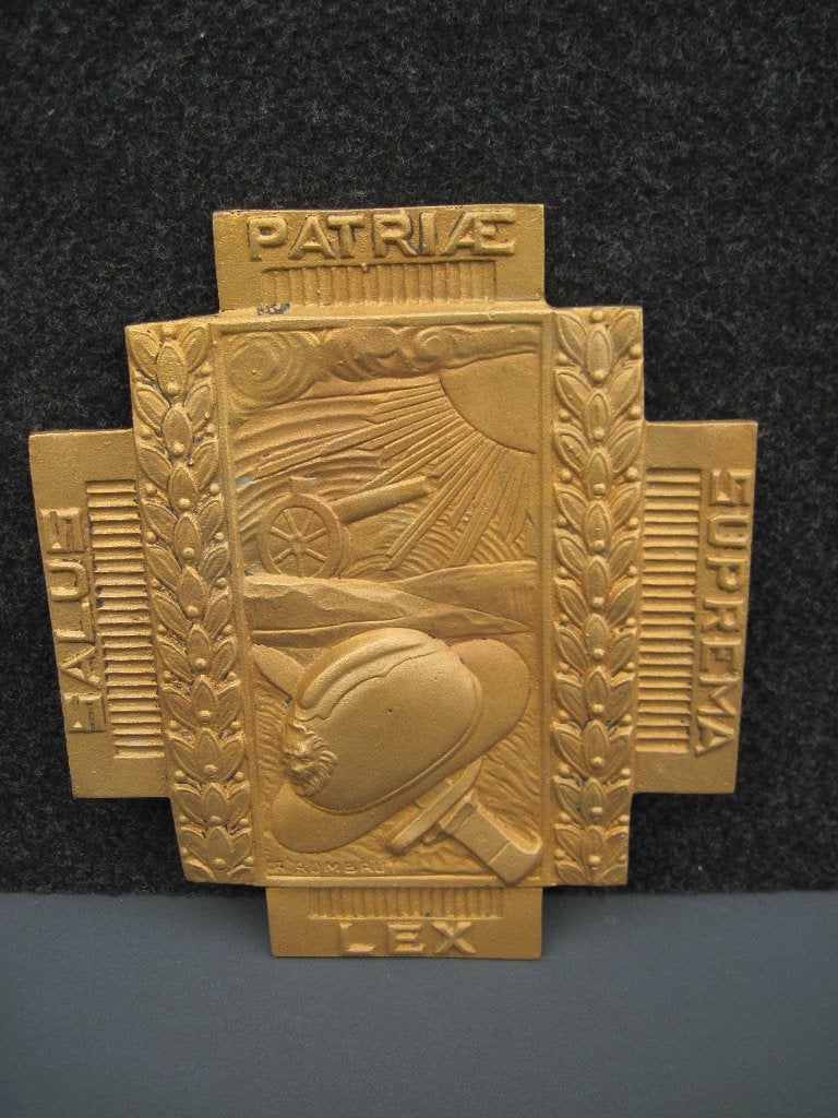 Plaque commémorative en forme de croix de feu en bronze, Collections, Enlèvement ou Envoi