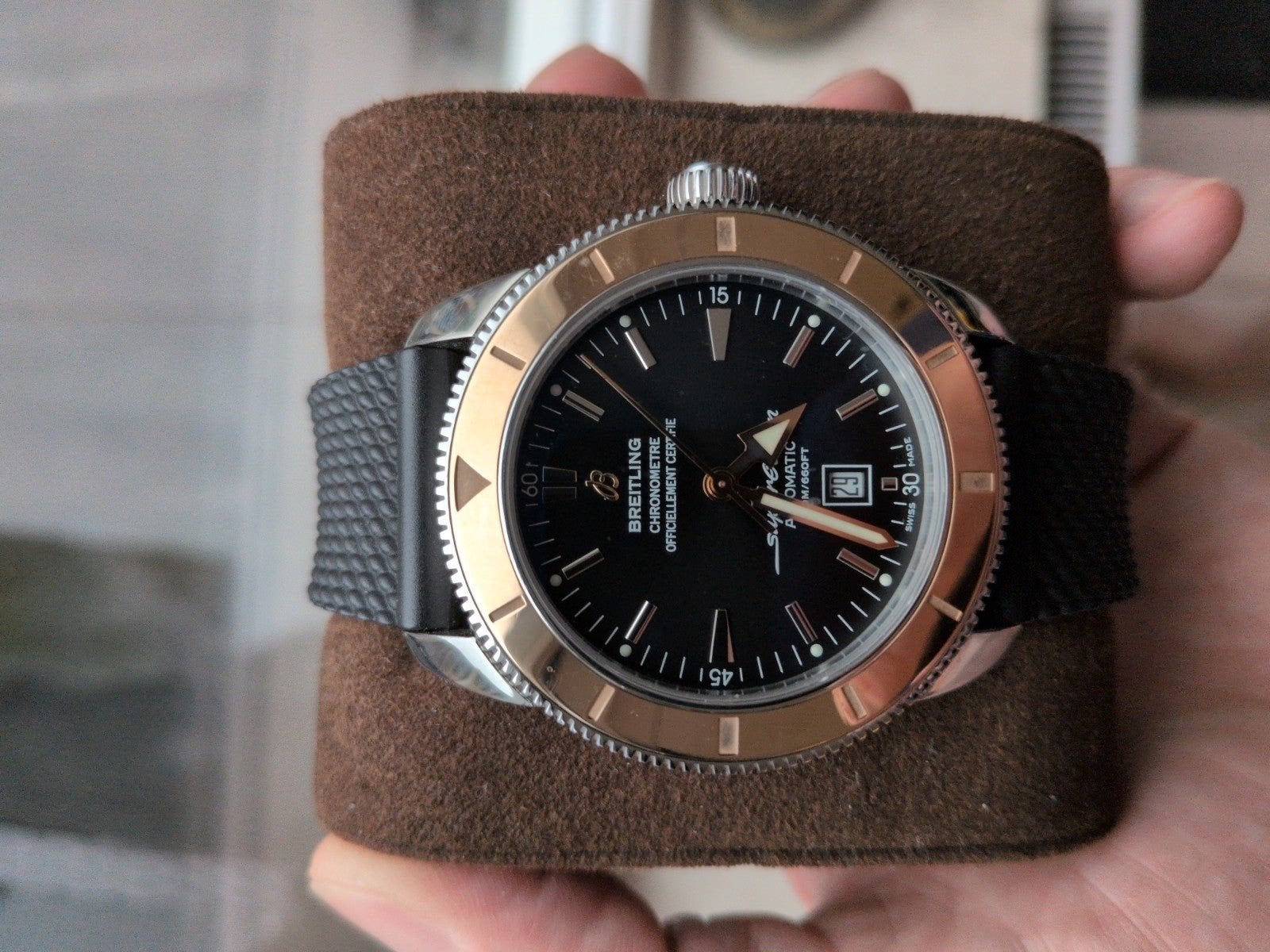 Breitling superocean heritage rose gold, Handtassen en Accessoires, Horloges | Heren, Ophalen, Breitling