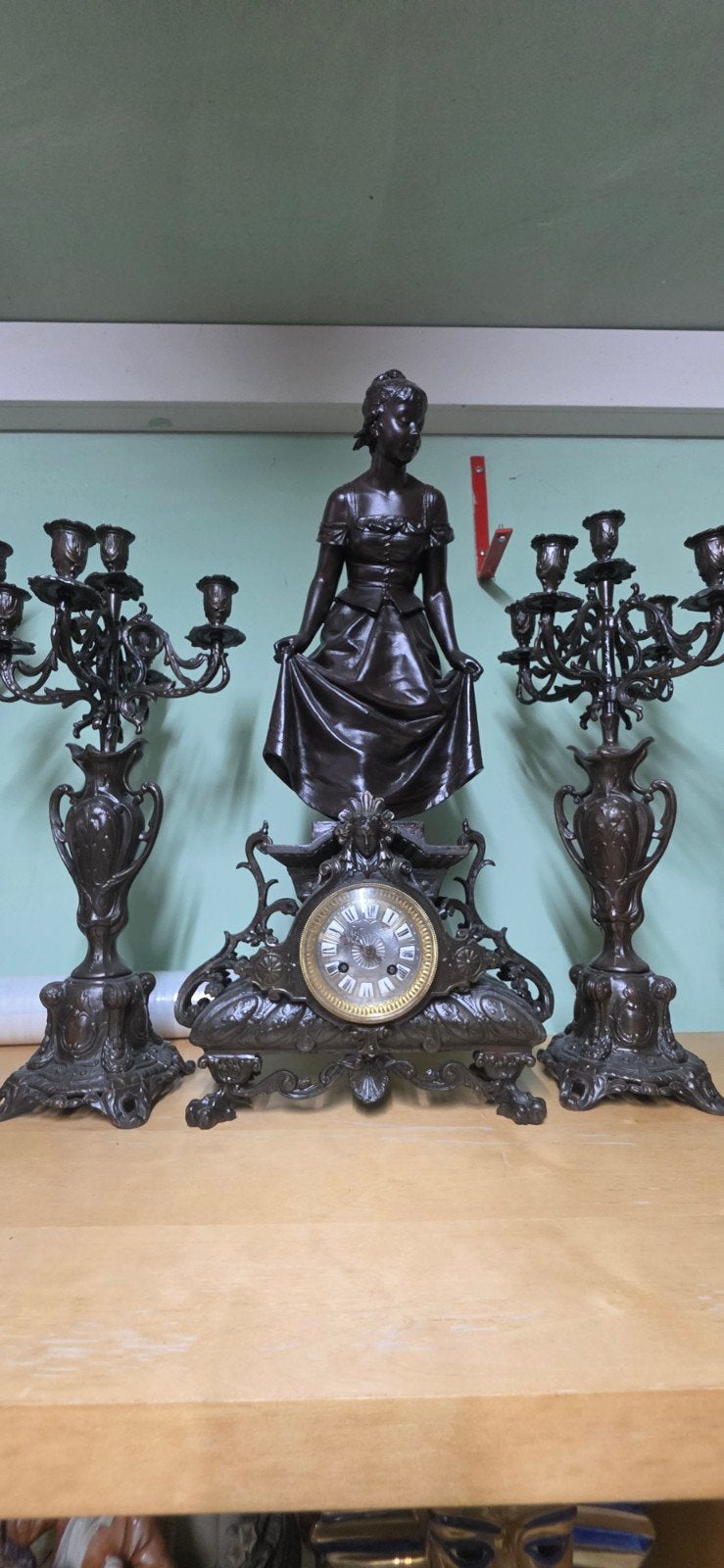 Ensemble chimique d'horloge 3 pièces - Style rococo - H 61 c, Enlèvement