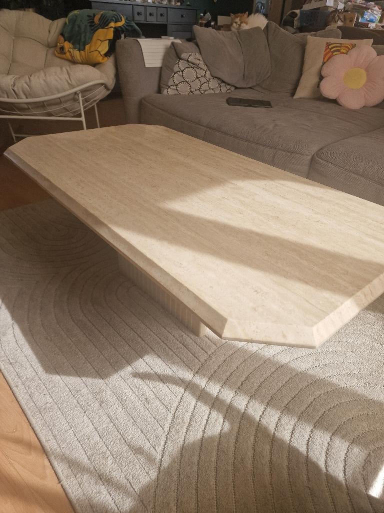Salontafel travertin natuursteen, Ophalen, Overige materialen, Gebruikt, 100 tot 150 cm
