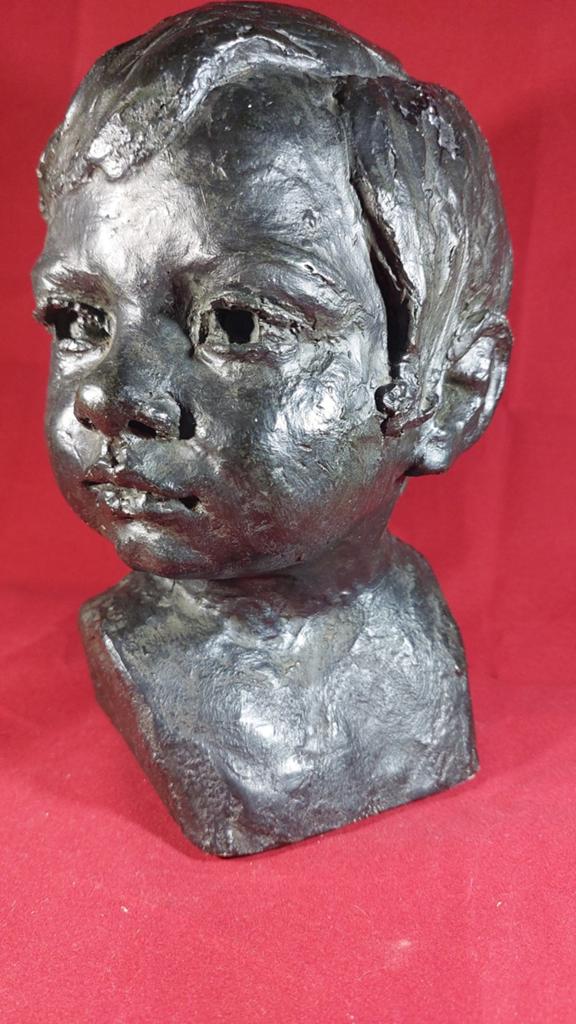 Kunstzinnige bronzepatina buste Karakteristiek  23cm 2.5 kil, Ophalen of Verzenden