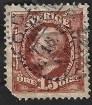 1 Postzegel Zweden 1896 Koning Oscar II, Postzegels en Munten, Postzegels | Europa | Scandinavië, Ophalen of Verzenden, Zweden