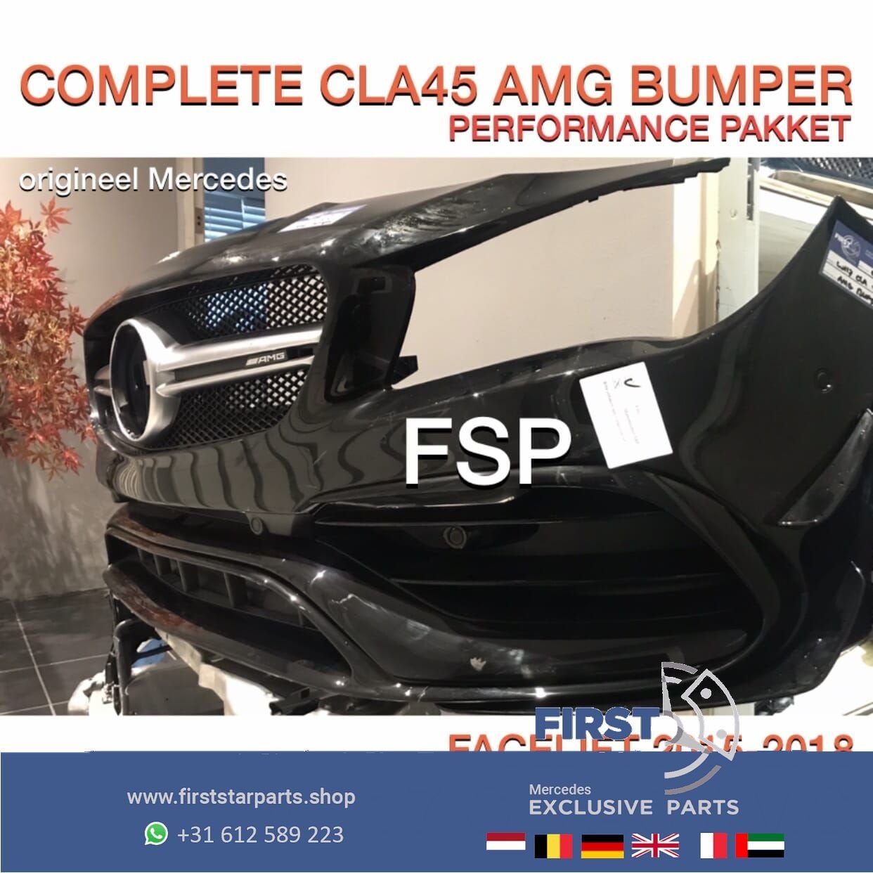 W117 CLA 45 FACELIFT AMG PERFORMANCE VOORBUMPER COMPLEET + A, Gebruikt, -, Voor, Ophalen of Verzenden