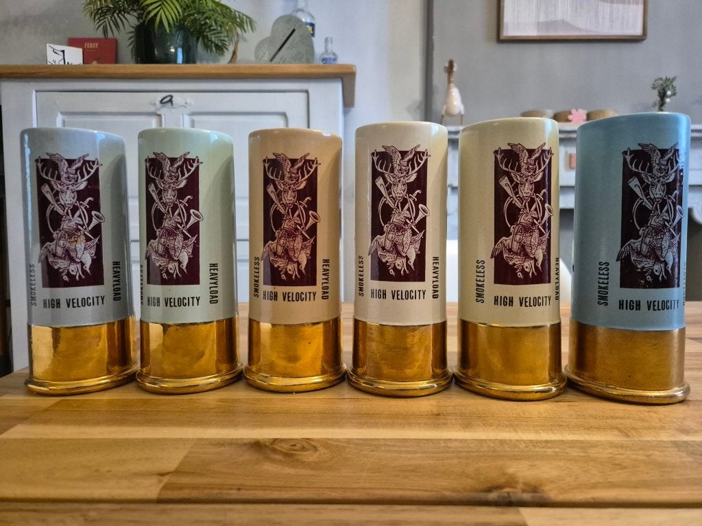 Set van 6 Guérin Bouffioulx mokken in steengoed 25 clVintage, Ophalen, Glas of Glazen, Overige merken, Keramiek