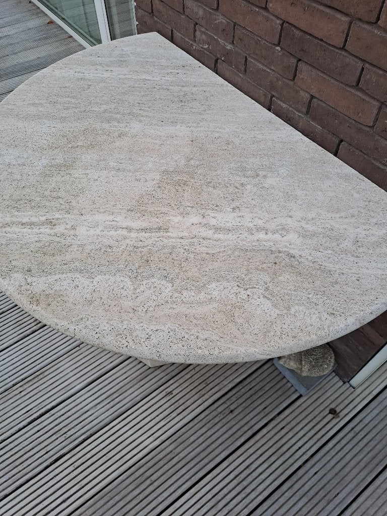 Terrastafel in steen, Ophalen, Gebruikt, Ovaal