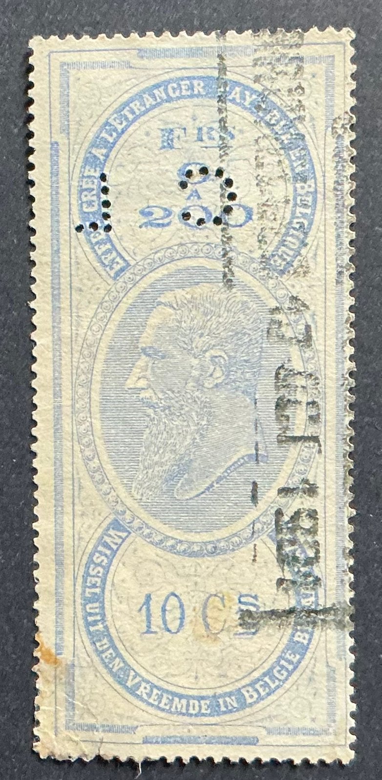 LOT 518. Léopold. Timbre fiscal. Perforation C.L., Enlèvement ou Envoi, Affranchi, Autre