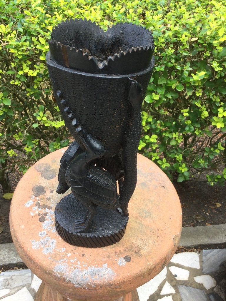 Antieke Afrikaanse  beker in ebbenhout congo -+ 1930, Houtsnijwerk, Ophalen of Verzenden, Handgemaakt, Hout