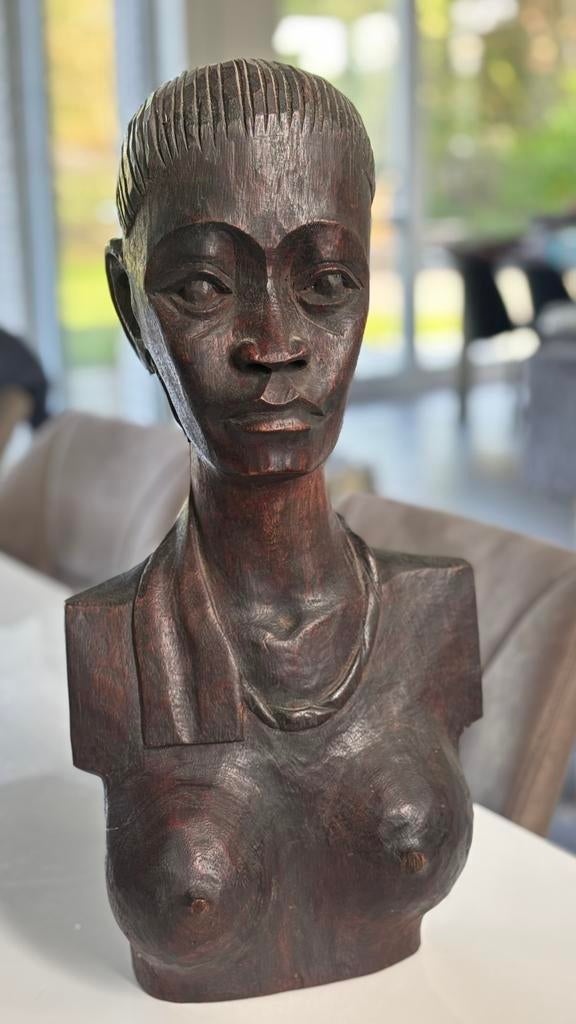 Handgemaakt houten beelden afrikaans man en vrouw, Antiek en Kunst, Ophalen, Handgemaakt, Beeld, Afrika