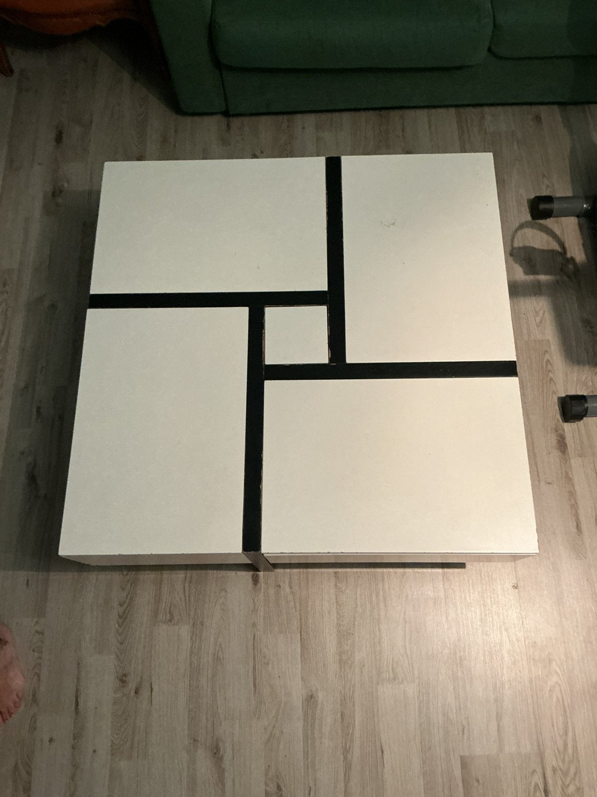 Moderne salontafel wit/zwart met 4 schuiven, Huis en Inrichting, Tafels | Salontafels, Ophalen, Zo goed als nieuw