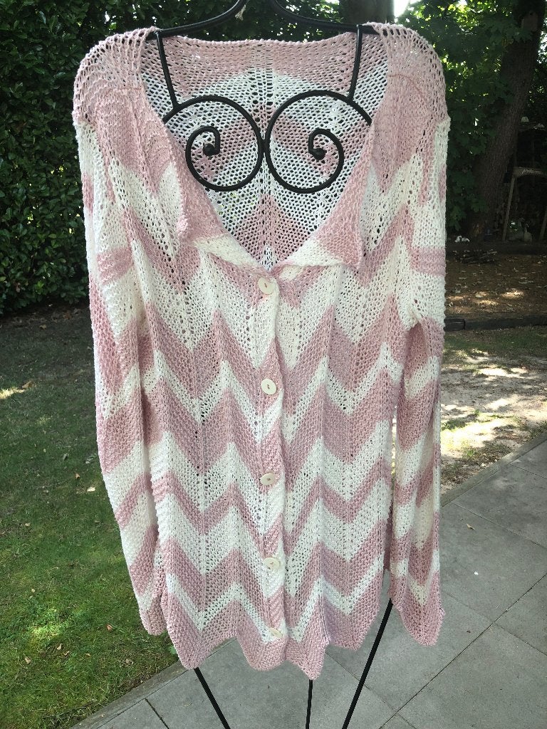 Roze gekaakte gilet voor dames, Ophalen, Maat 38/40 (M), Roze