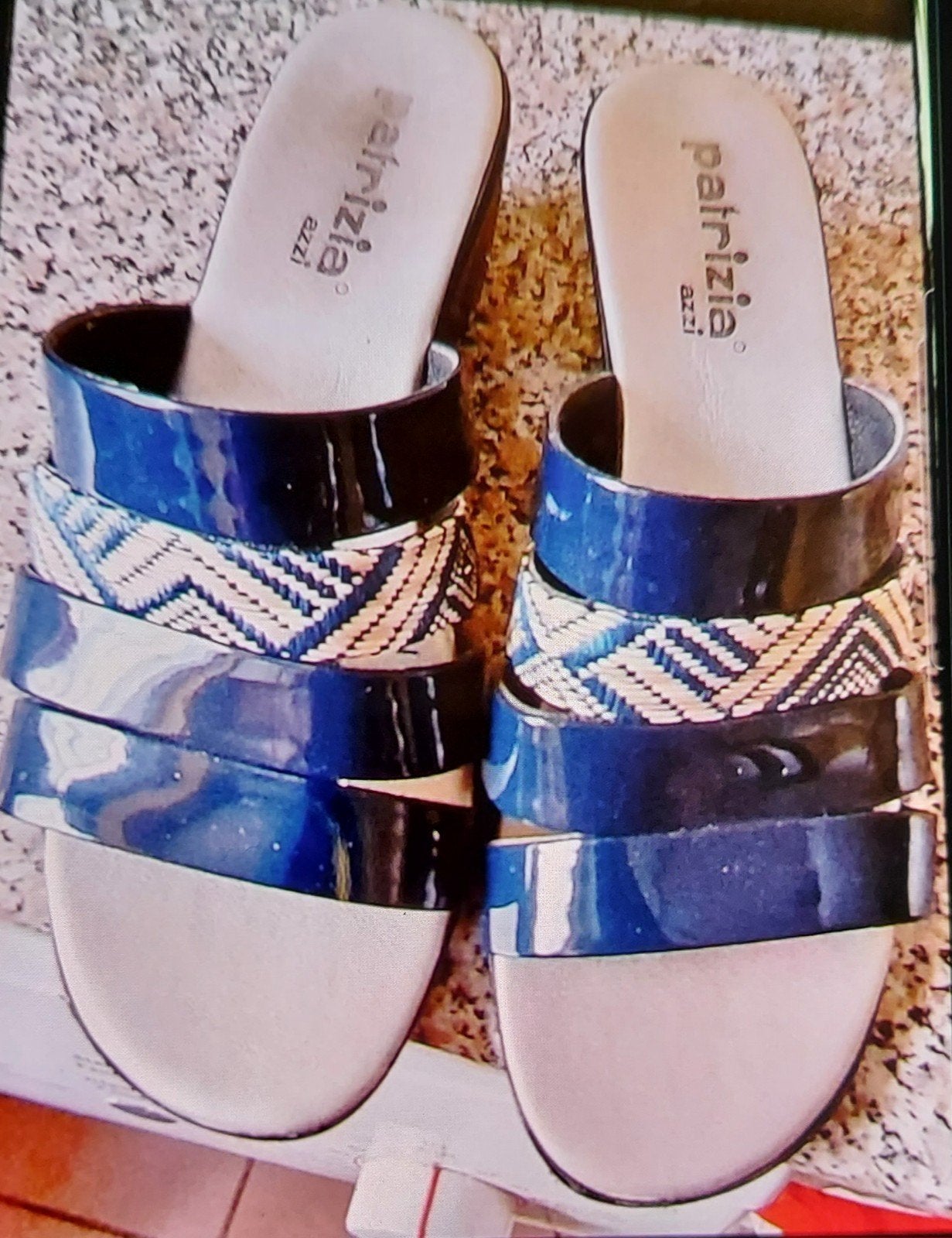 mule vernis bleu 39 talon 4.5cm, Bleu