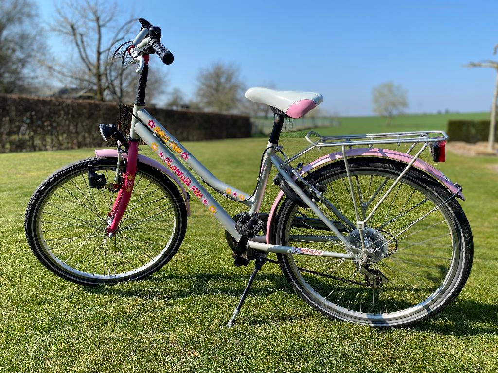 Meisjesfiets grijs / roze BikeFun - 24 inch, Fietsen en Brommers, Ophalen, Velgrem, Versnellingen, BikeFun Kids (BFK)