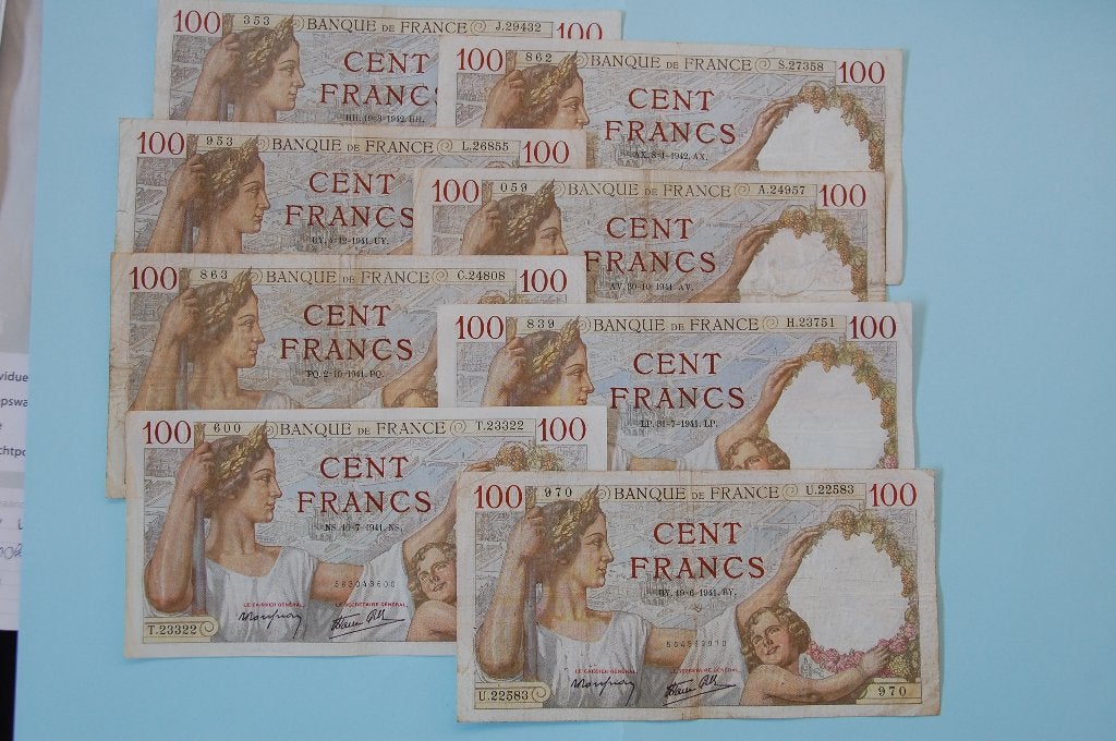 FRANCE : 15 VERSCHILLENDE datums 100 FF type SULLY, Verzenden, Frankrijk, Setje