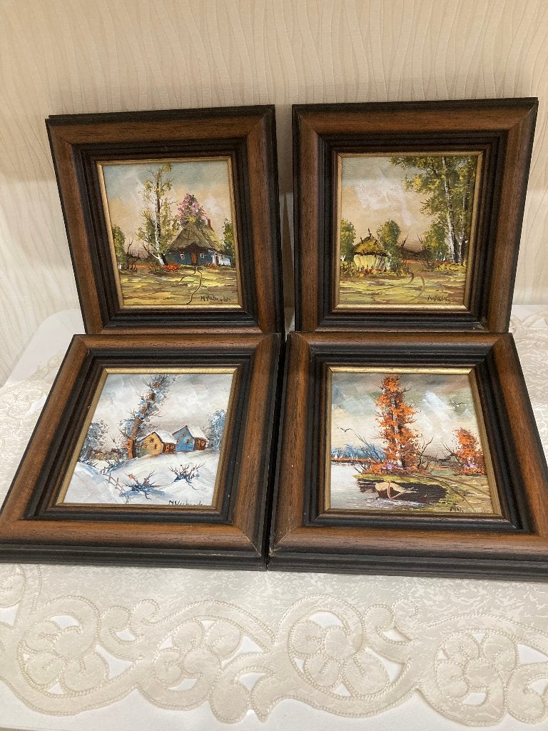 4 saisons, peintures sur toile de Nora Verheyden, Enlèvement ou Envoi, Encadré, Toile