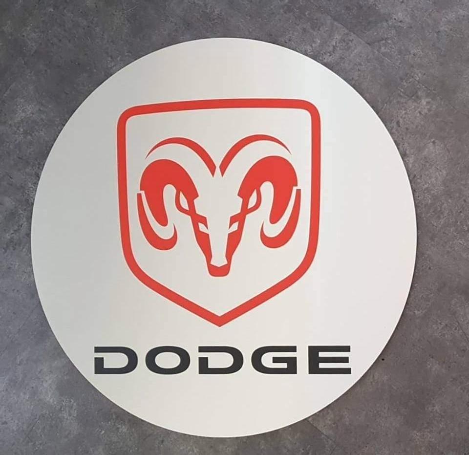 Panneau de décoration publicitaire rond aluminium Dodge Ram, Enlèvement ou Envoi, Neuf, Panneau publicitaire