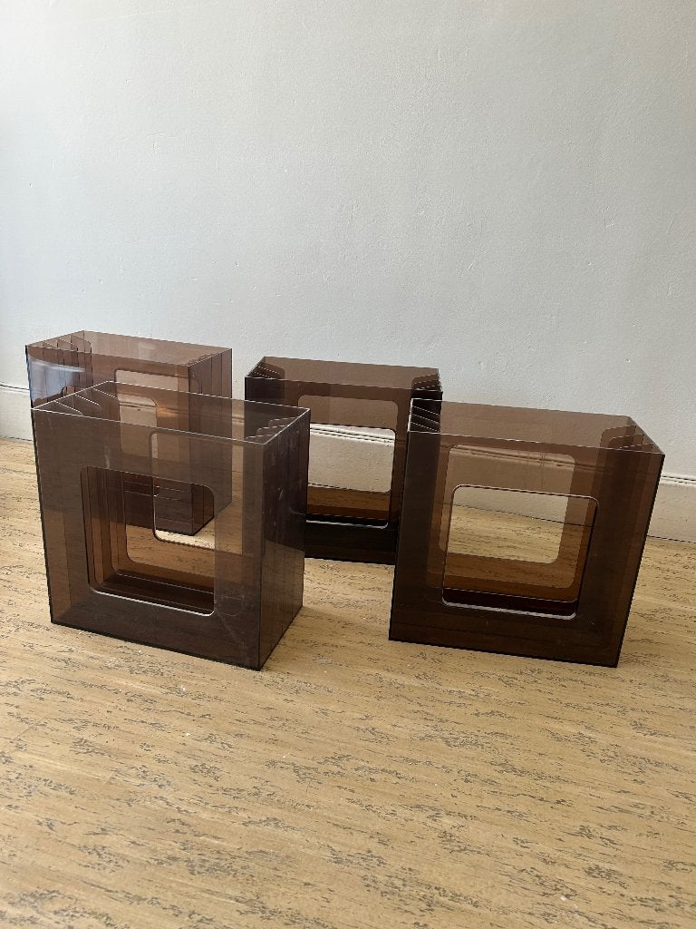 Container plattehouder vinyles vintage plexi fumé, Vintage, Plastique, Enlèvement, Utilisé