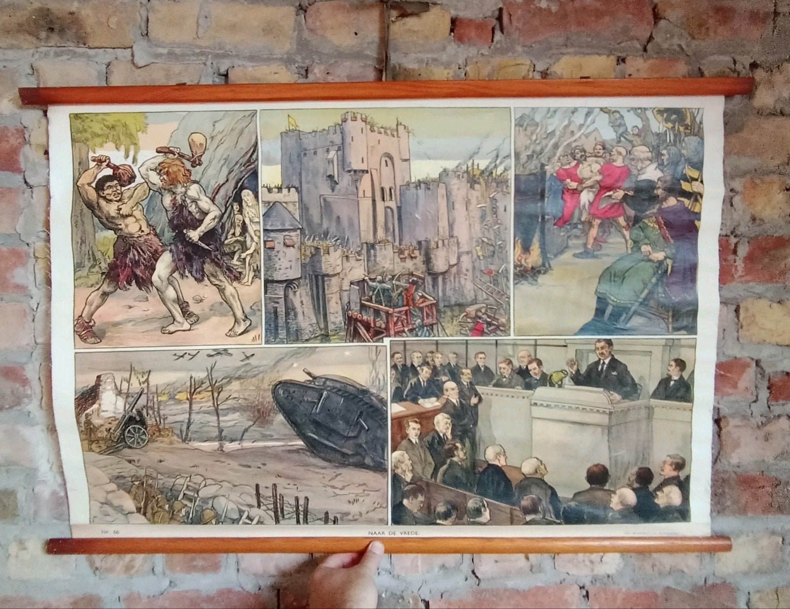 Antieke Belgische schoolplaat 1925, Naar den vrede, Ophalen of Verzenden, Geschiedenis