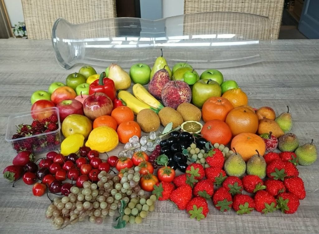 decoratie divers fruit met vaas - kan apart gekocht worden, Ophalen of Verzenden