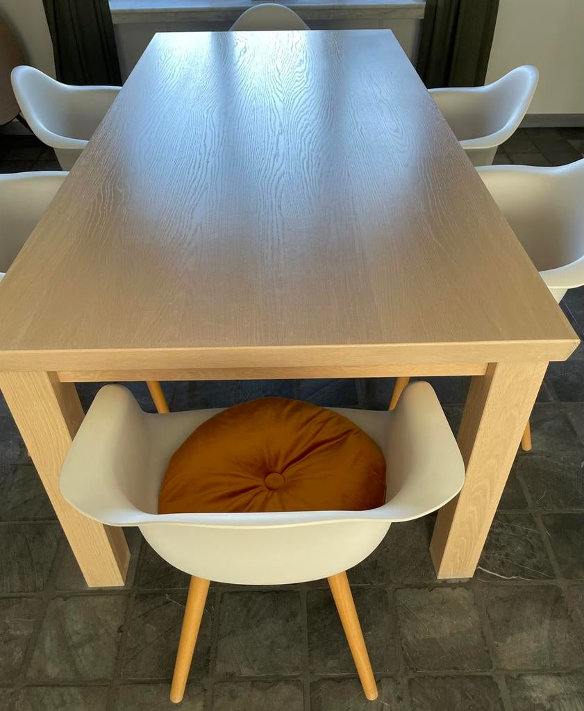 Eiken eettafel white wash  215x100, Ophalen, Zo goed als nieuw