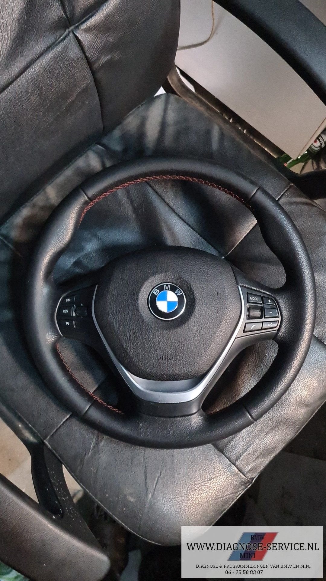 Lederen BMW stuur rood stiksel BMW F20 F30 sportline  airbag, Gebruikt, -, -, Ophalen of Verzenden