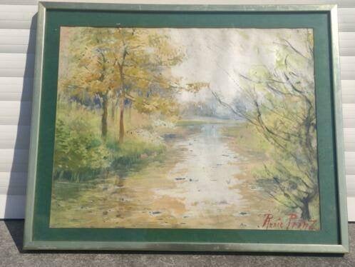 aquarelle signe renee prinz, Antiquités & Art, Enlèvement ou Envoi, Aquarelle