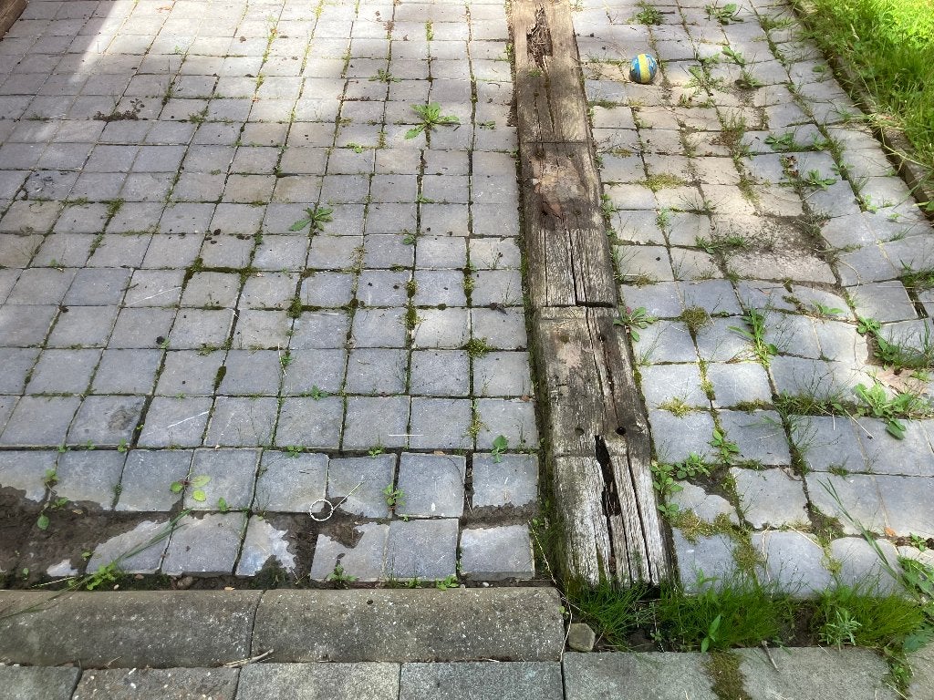 300 blauwe steen tegels 15 X 15 cm, Tuin en Terras, Tegels en Klinkers, Ophalen, Gebruikt