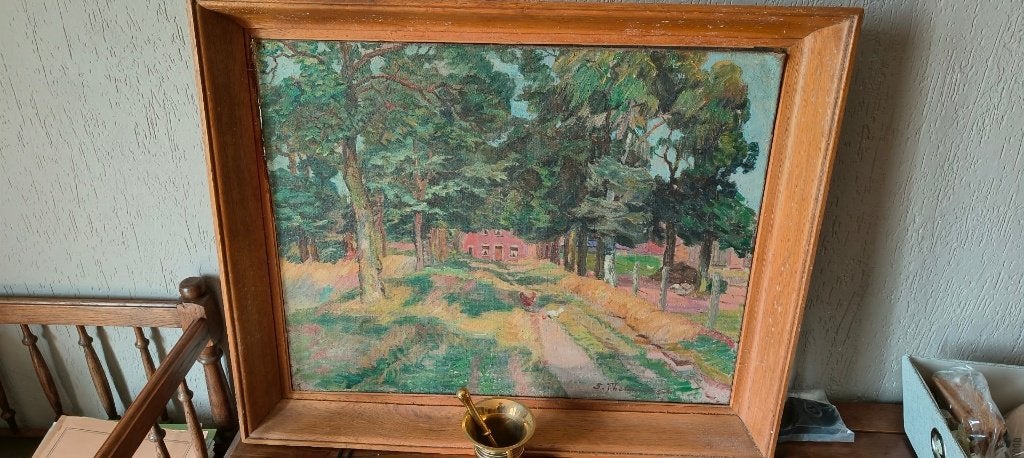 schilderij, Antiek en Kunst, Ophalen, Olieverf, Stads- / dorpsgezicht, Doek