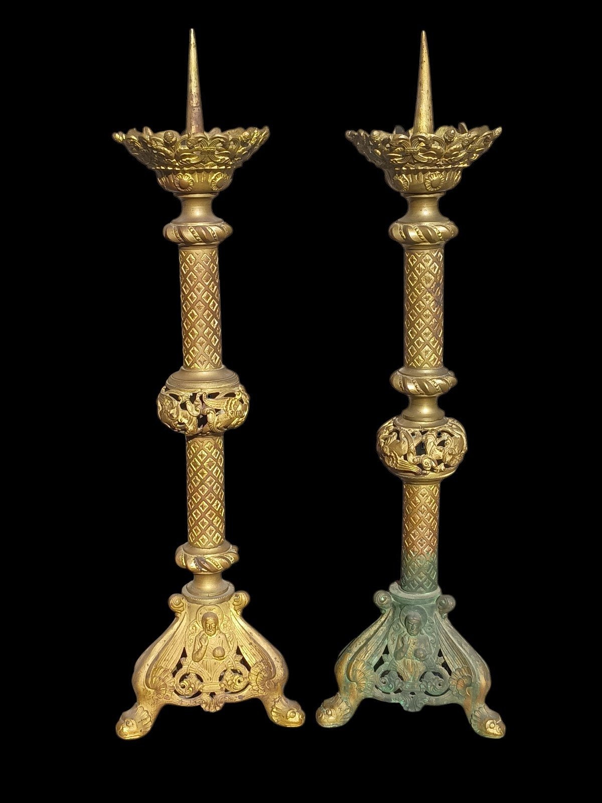 kerkelijke altaarkandelaars – Barok/Rococo – 18e eeuw, Ophalen of Verzenden